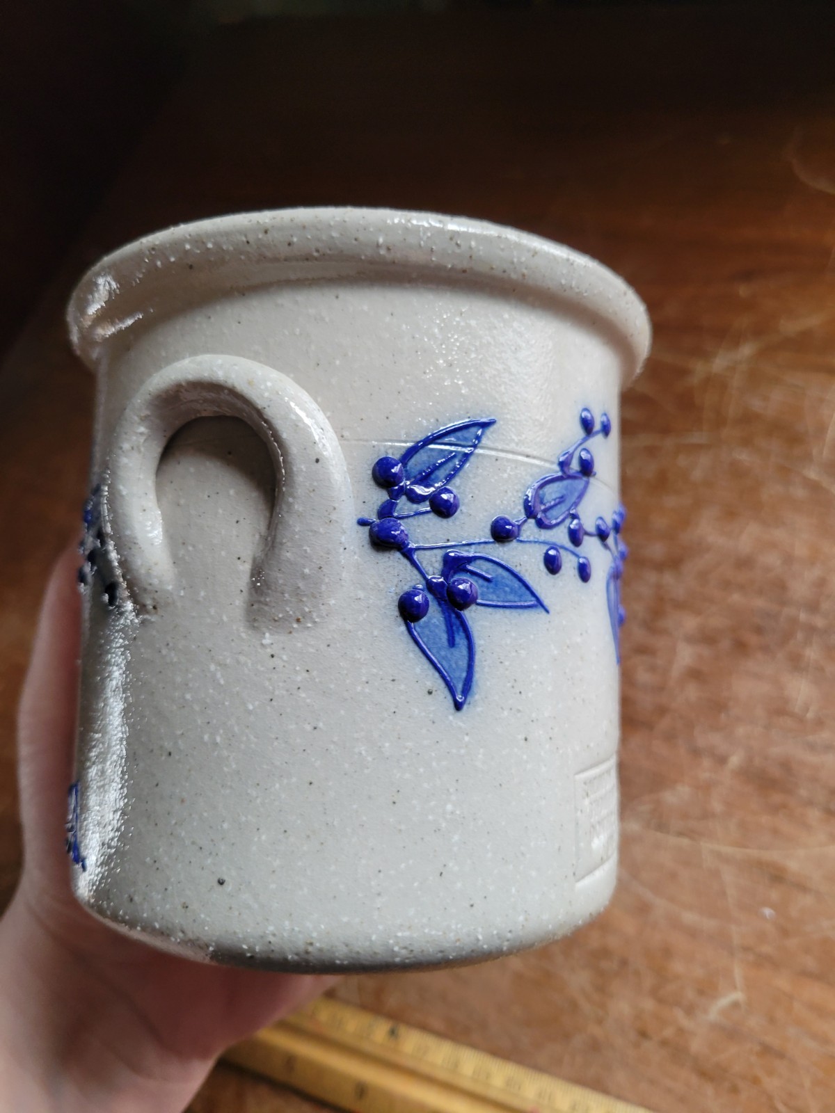 Salmon Falls Stoneware Salt Glaze Small Crock Pot with Blueberry DOWNINGTOWN PA