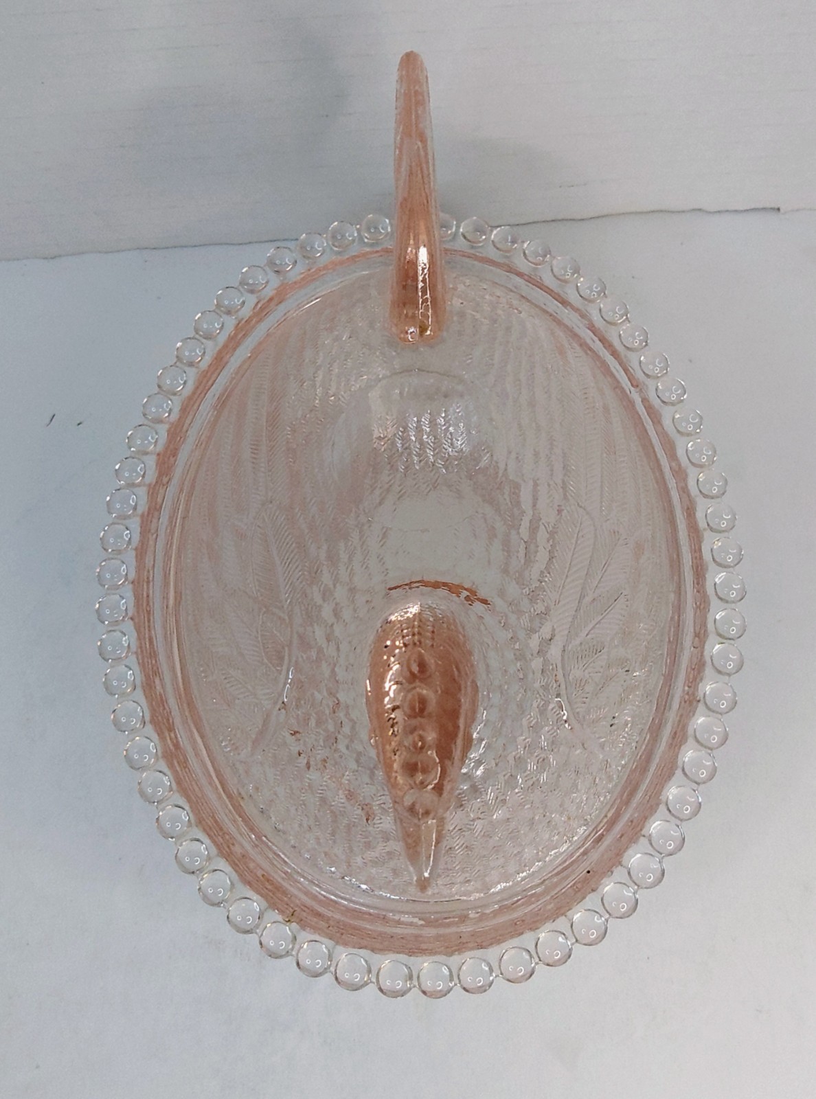 Vintage Indiana Glass Hen On Nest Rare Light Pink Peach MCM HON 7″