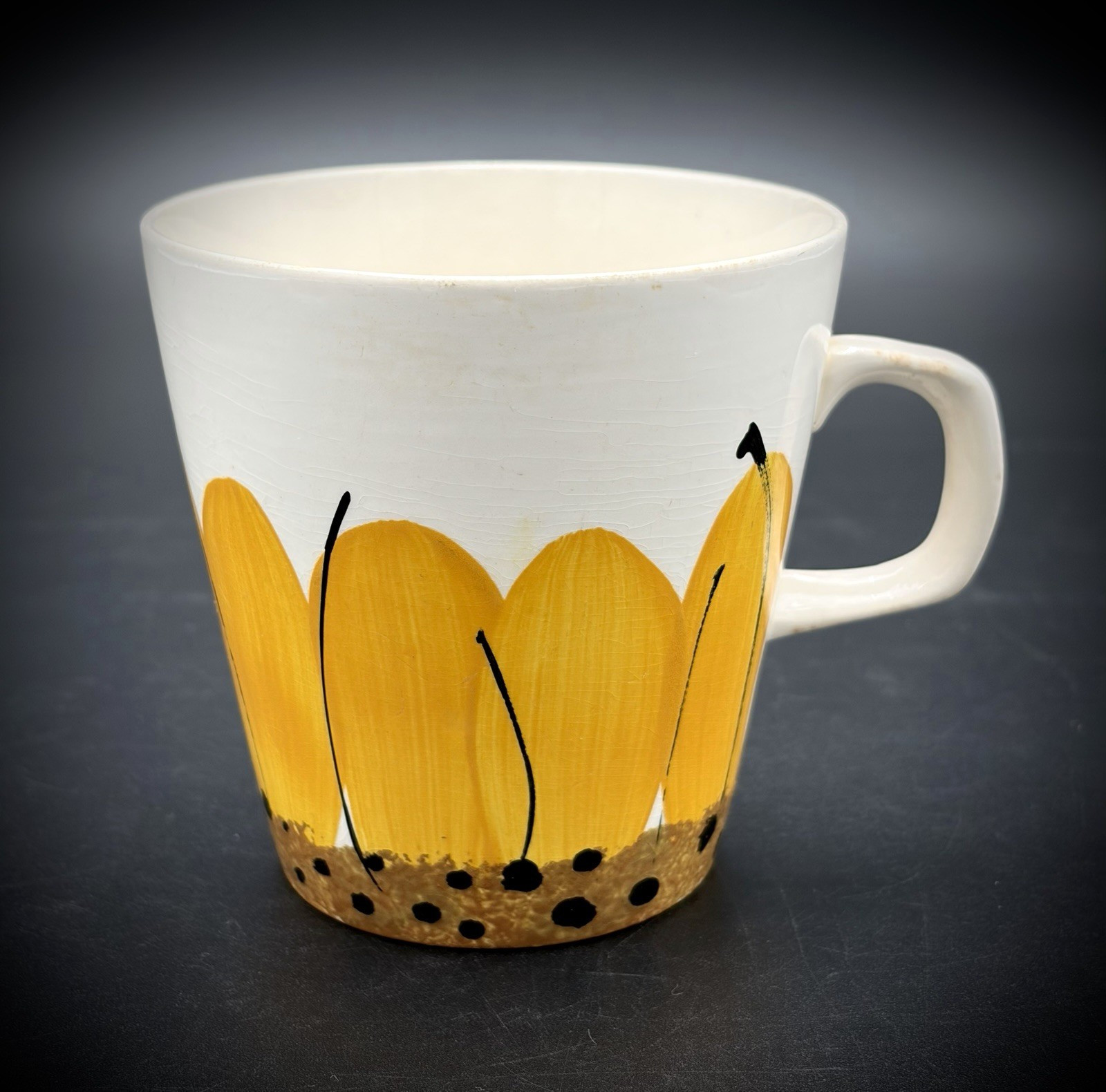 Rare VTG Vera Neumann Hand Painted Sunflower Ceramic Mug: 1960s Made in Jamaica
