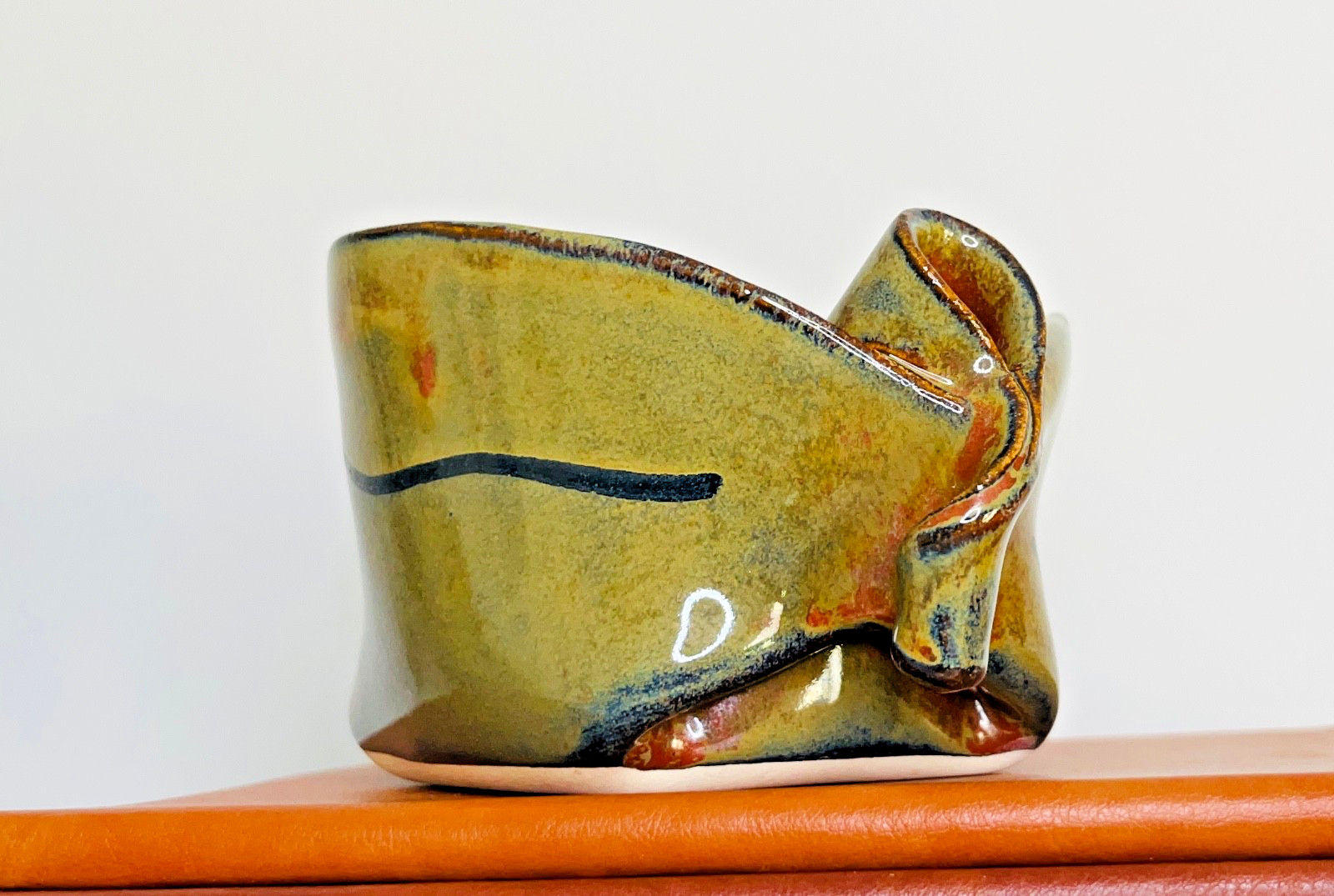 2.75-Inch Canadian 1970’s Art Pottery Bowl Folded Glazed Signed