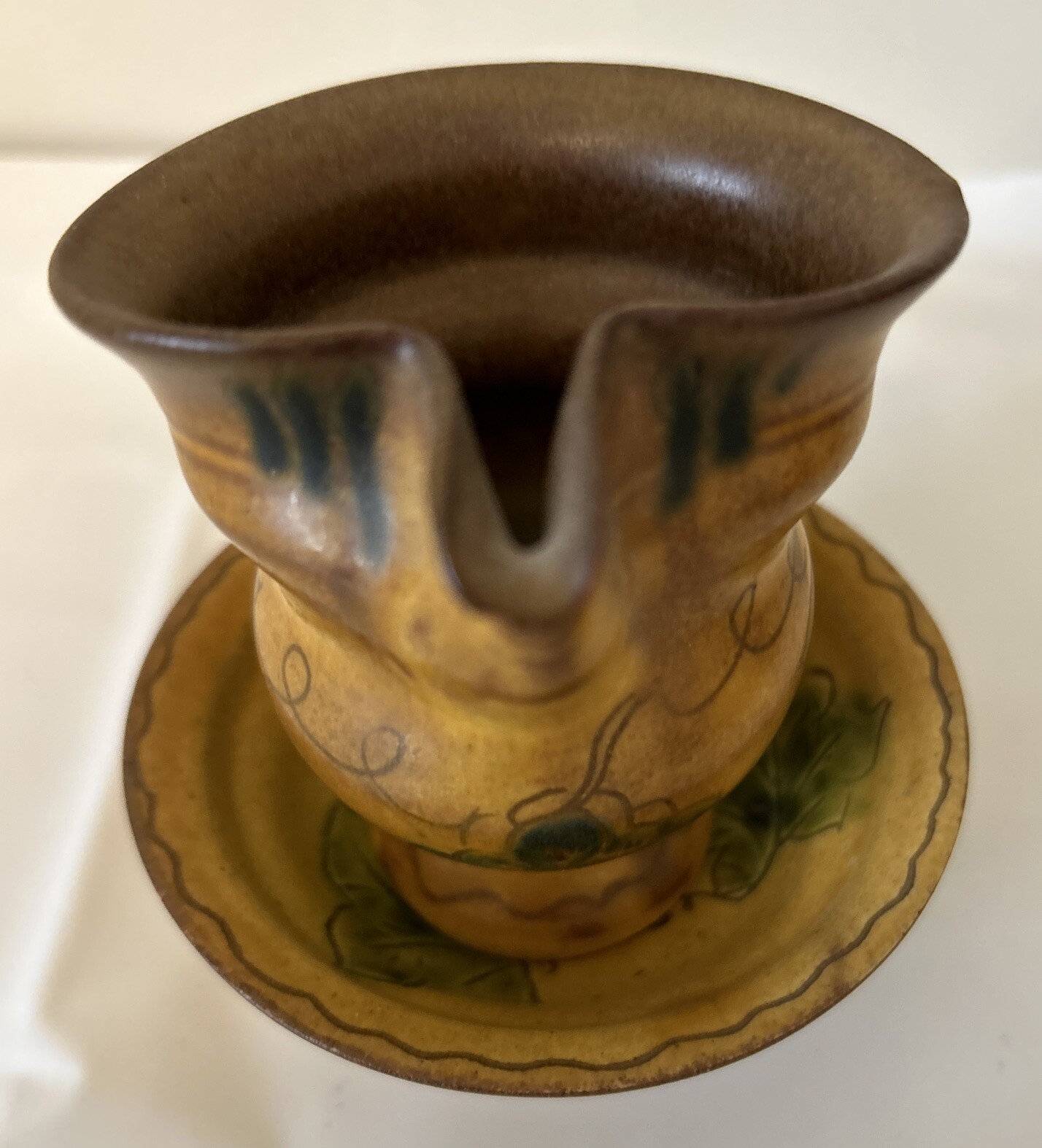 Miniature SN Liechtenstein Pitcher Creamer w Saucer Bowl Handmade Tuscan Grapes