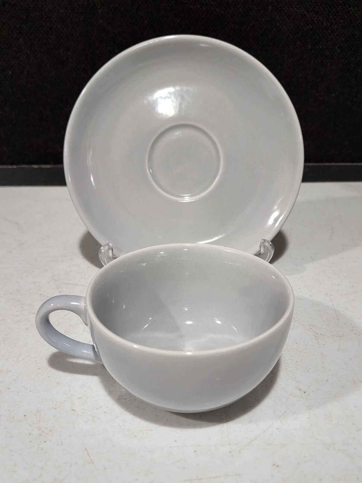 HOLLYDALE GRAY/BLUE California Malibu Modern Pottery Tea Cup & Saucer Set