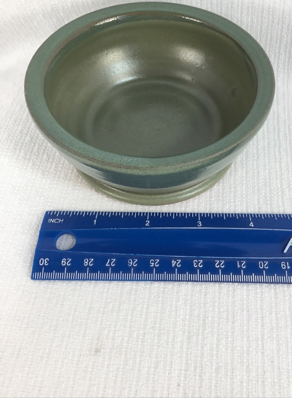 Handmade Studio Art Bowl Green Glaze 1.75” H x 4.5” W Trinket Dish