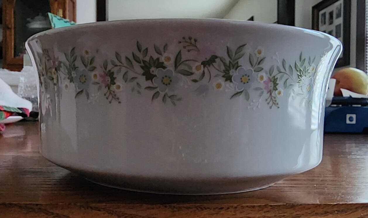 Forever Spring Vegetable Bowl 7 1/2″ Round Haviland Bavaria White Blue Platinum!
