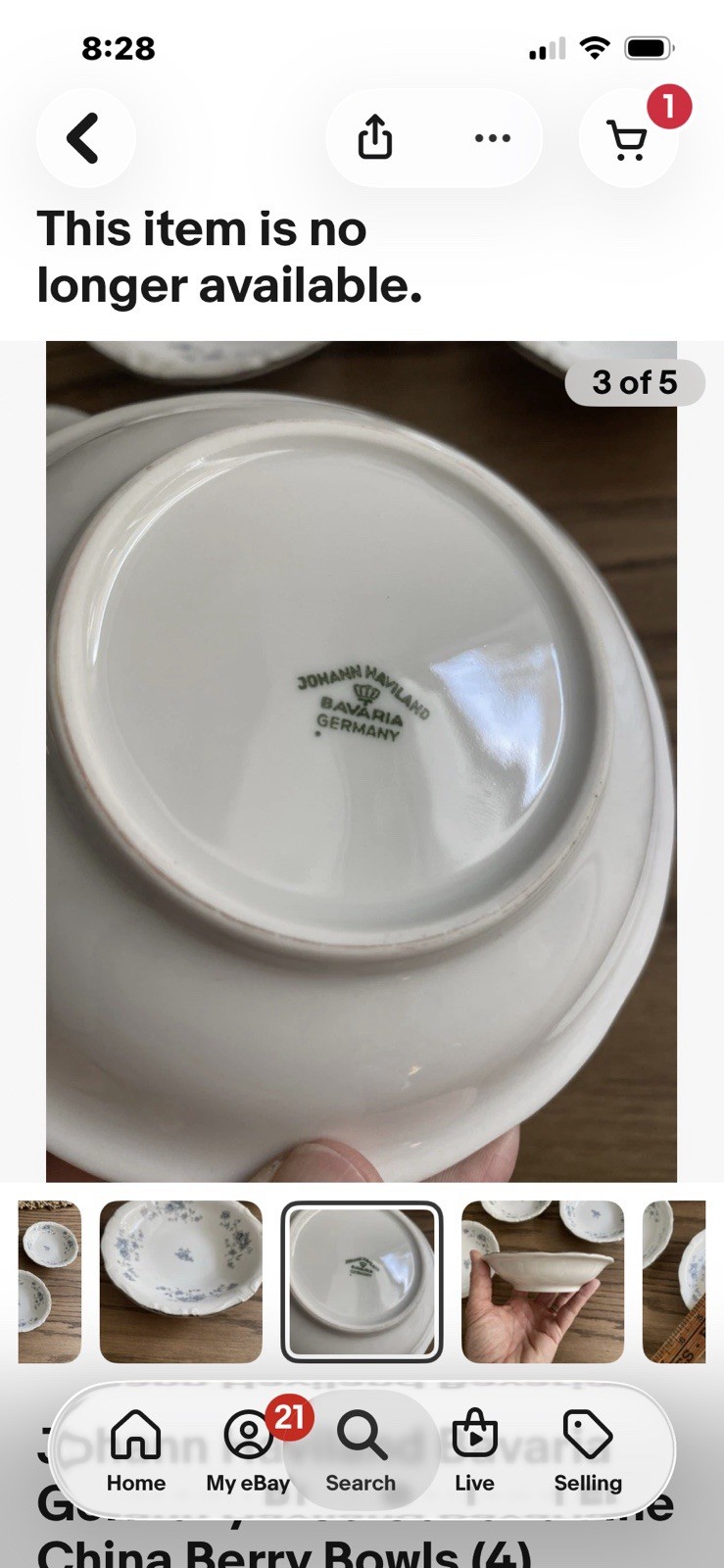 Johann Haviland Bavaria Germany Blue Garland Fine China Berry Bowls (4)