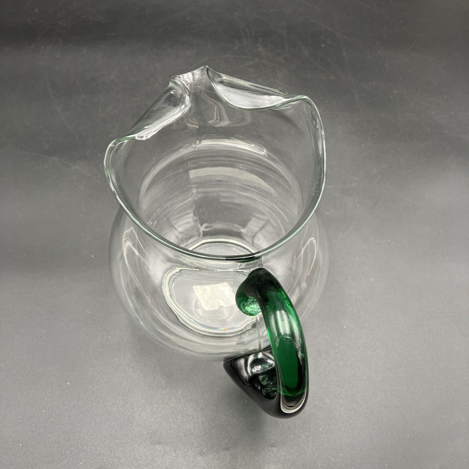 Crisa Clear Glass Pitcher Green Handle 3818-000 Made in Mexico