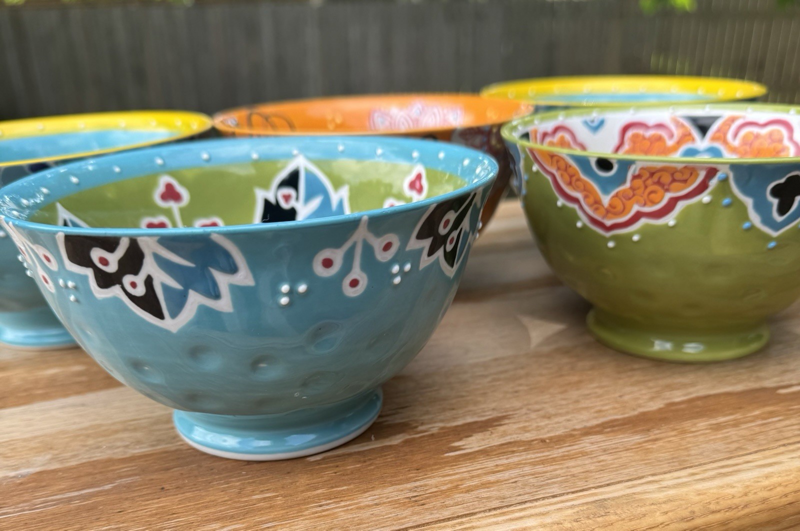 Set of 5 Yokohama Studio 6” Hand-Painted Ceramic Bowls, 1 Crack