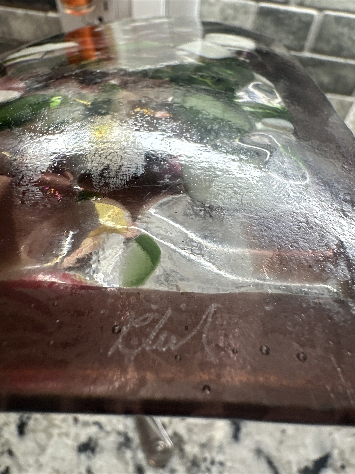 Fused Dichroic Studio Art Glass Trinket Dish Contemporary Signed 11.5”