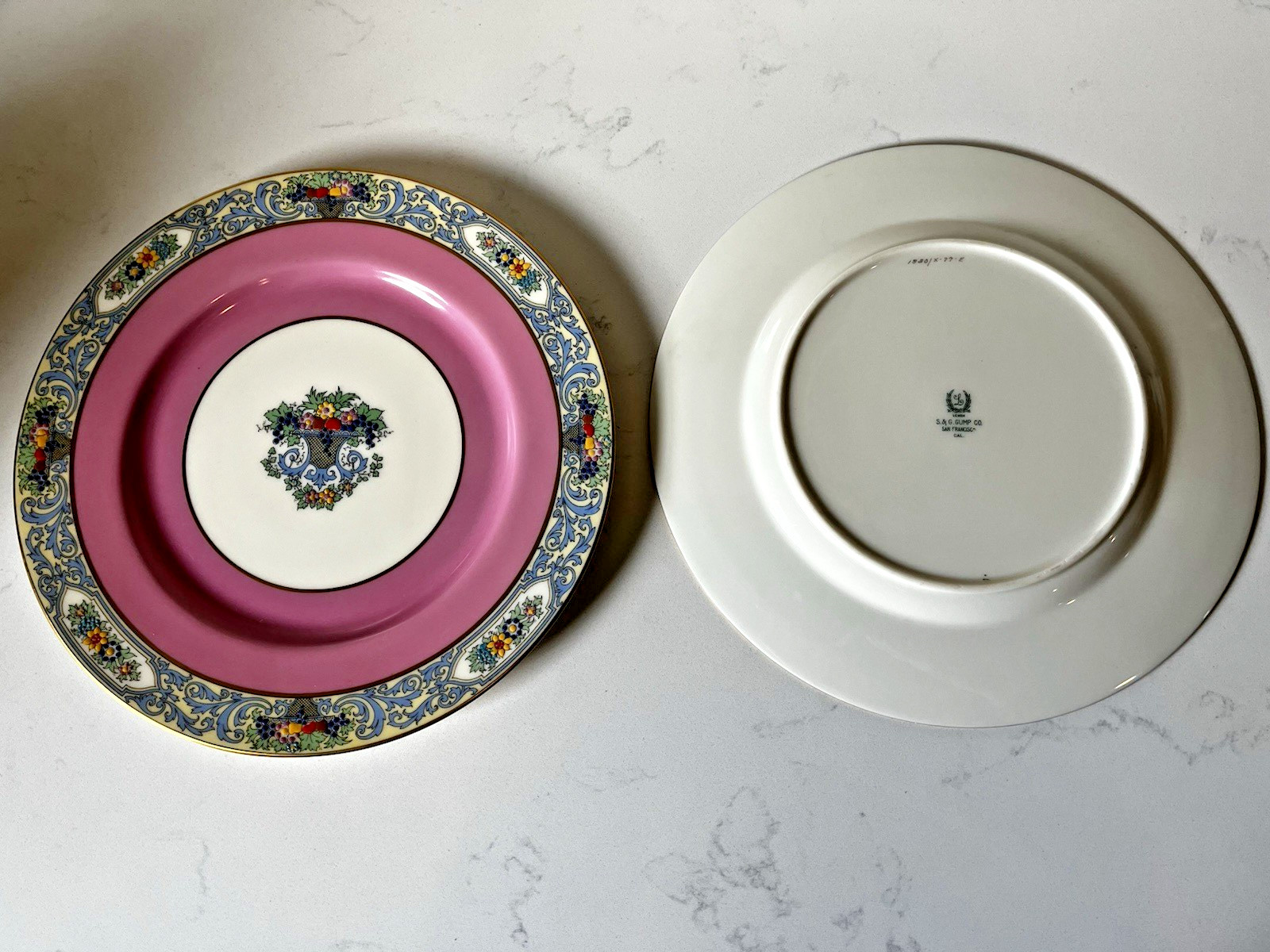 Lenox Autumn Dinner Plate Bone China Wide Pink Floral Border 10.25″ USA Vintage