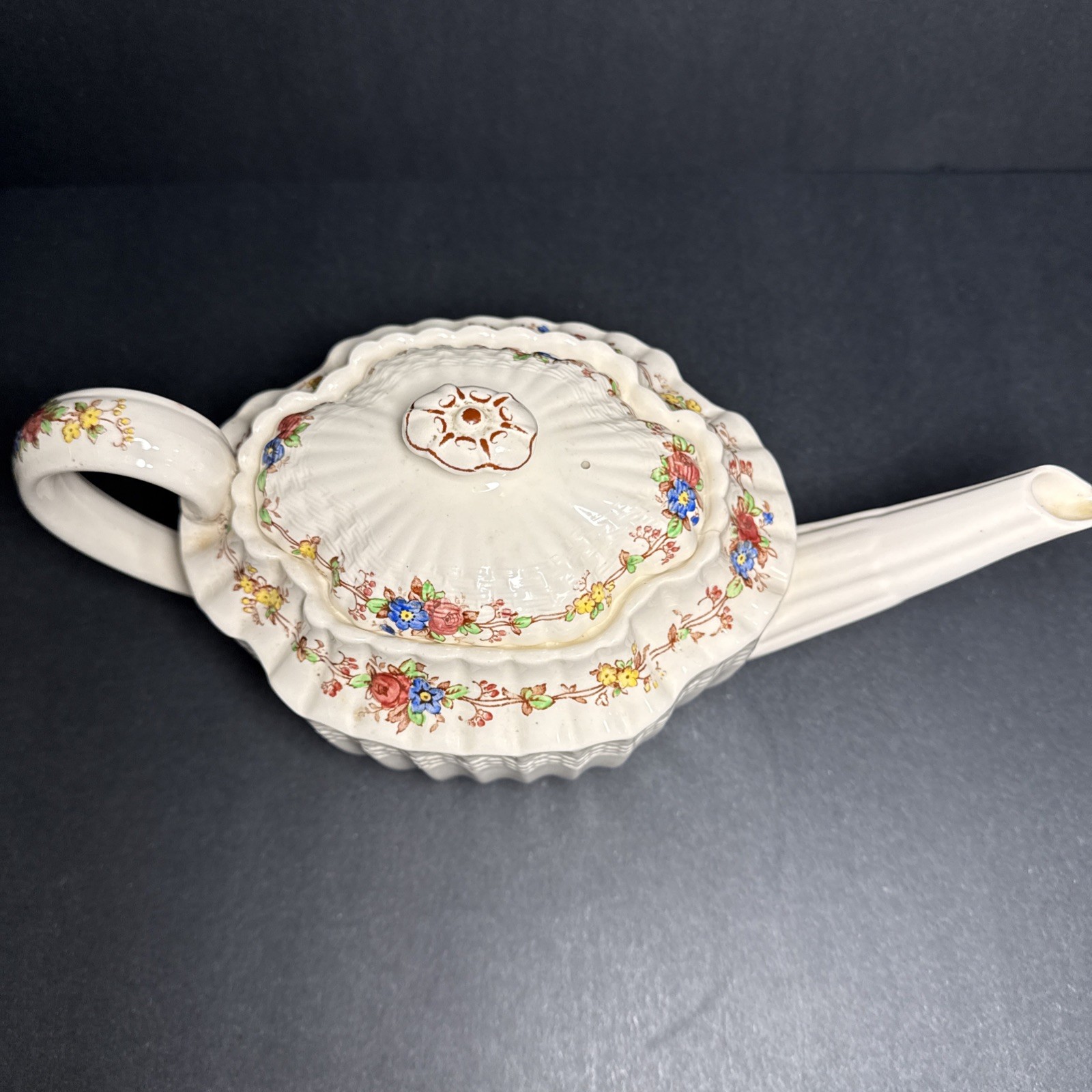 Copeland Spode Hazel Dell Teapot Floral England 1936 IMPERFECT. Pls Read