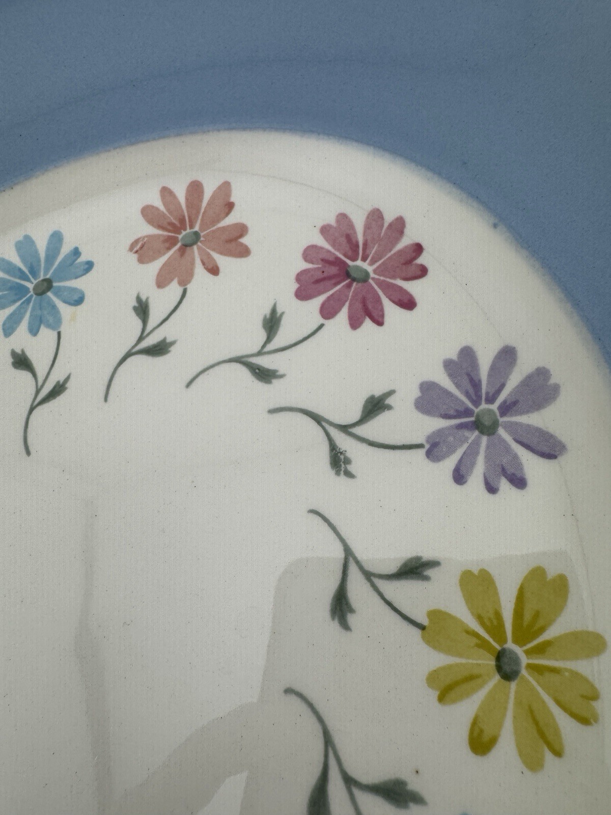 Vintage Steubenville China Pottery Oval Serving Platter Pastel Flowers 15 X 11.5