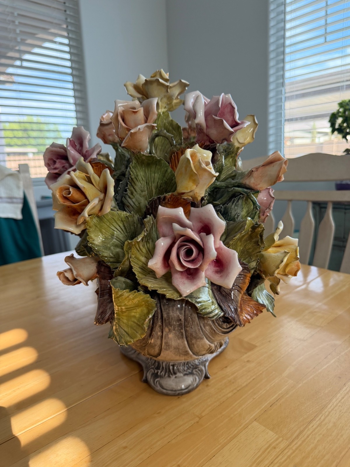 Vintage Capodimonte Porcelain Footed Extra Large Flower Centerpiece