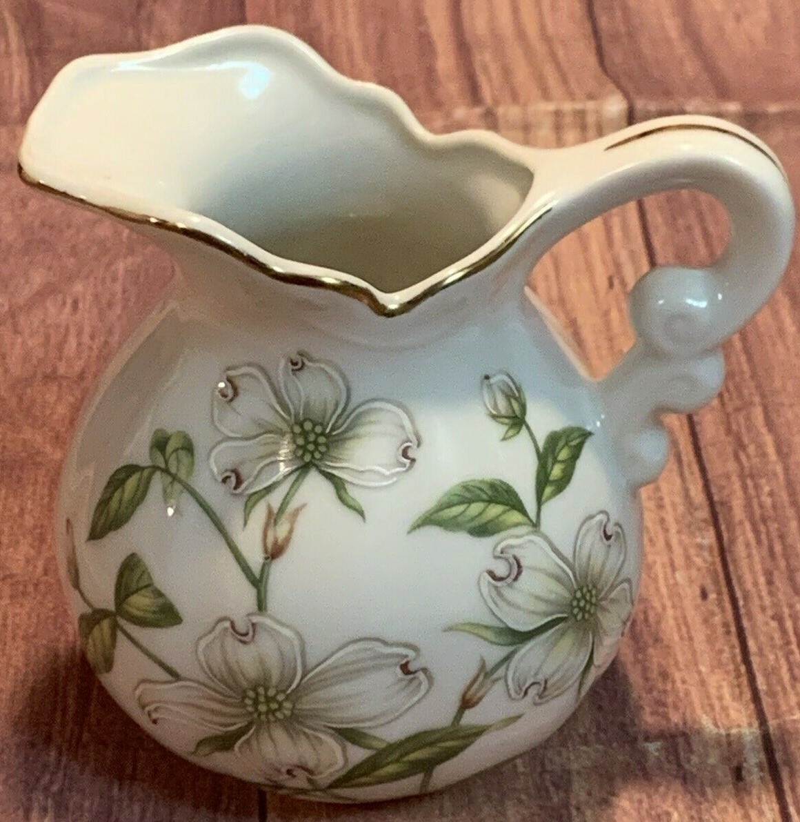Lefton China ~ Dogwood Design *mini* Creamer and Saucer Set ~ Japan