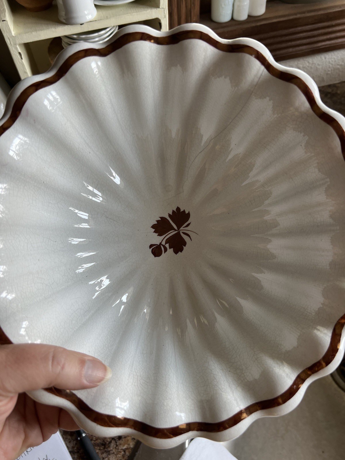 A.J. Wilkinson Royal Ironstone England Pedestal Compote Bowl White/Brown Floral