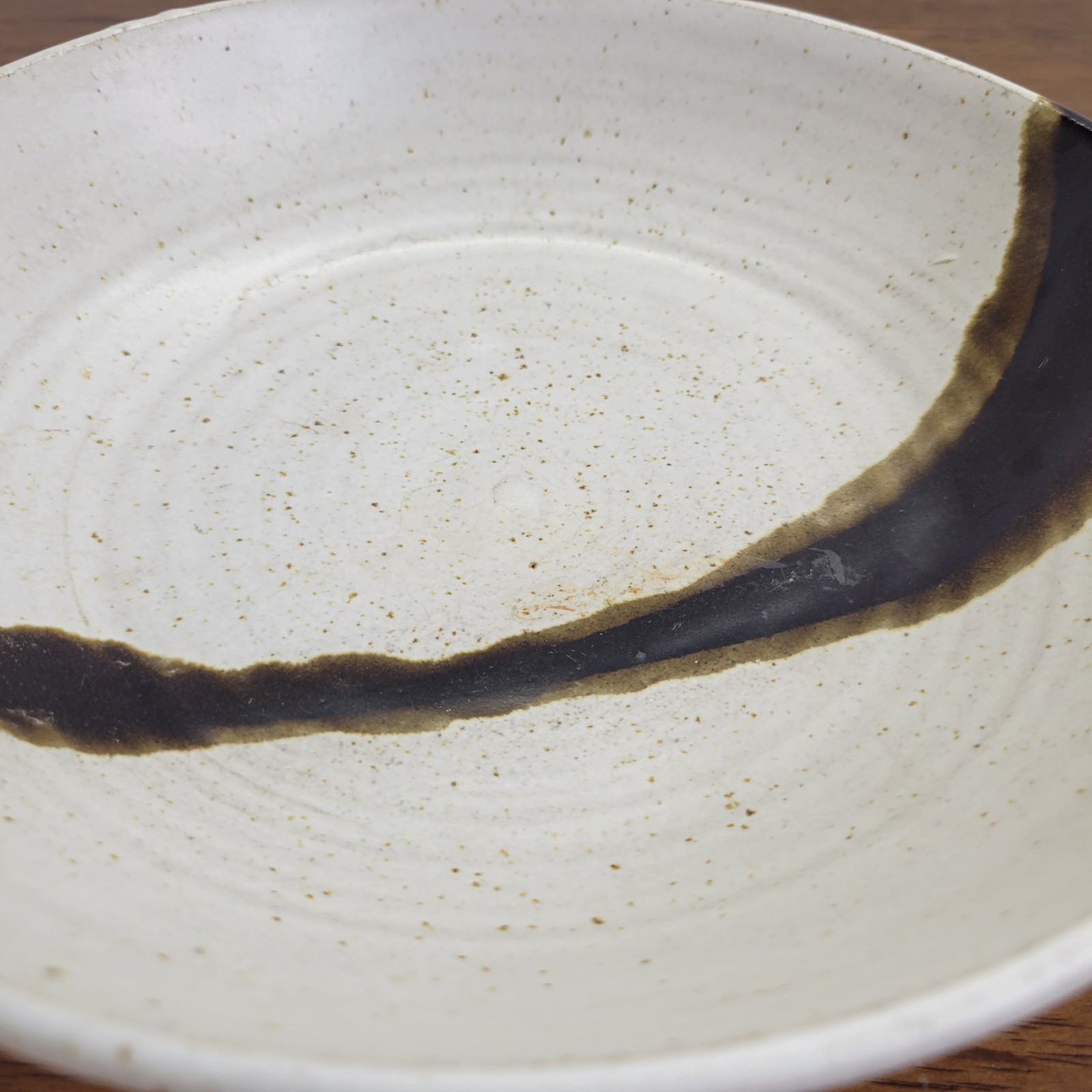 Vintage MCM Studio Art Cornwell Pottery Bowl Beige Brown 9in.