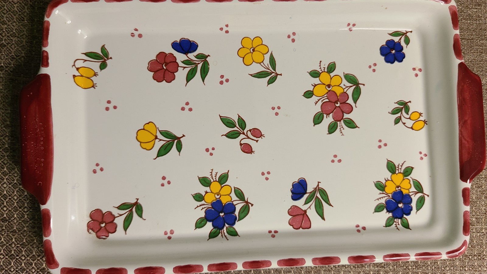 Vogt Keramik Rosenheim Germany Hand Painted Pottery Tray 8″