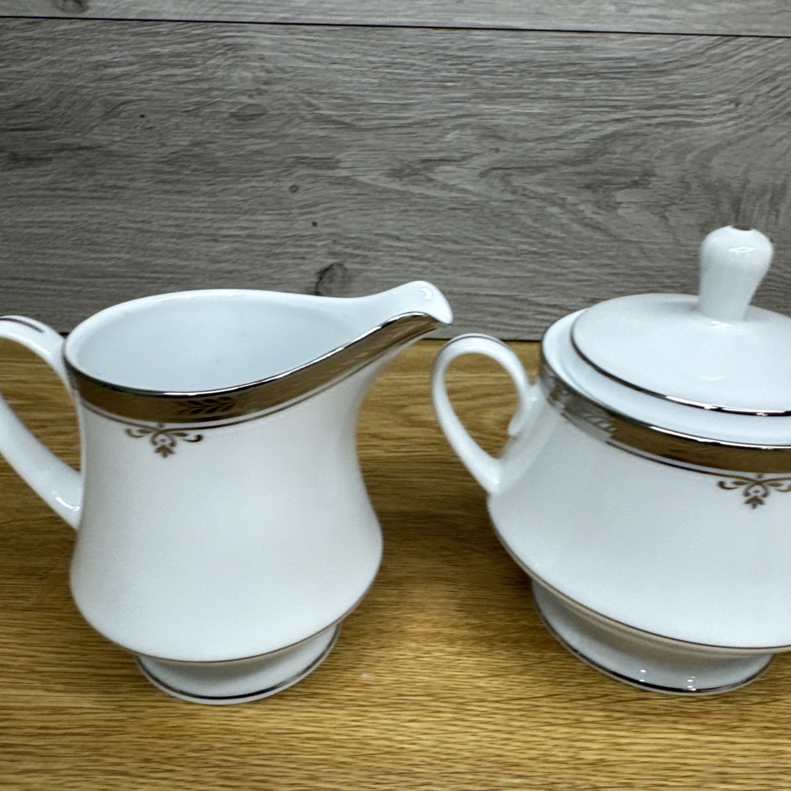 Noritake Buckingham Platinum Creamer And Sugar Bowl
