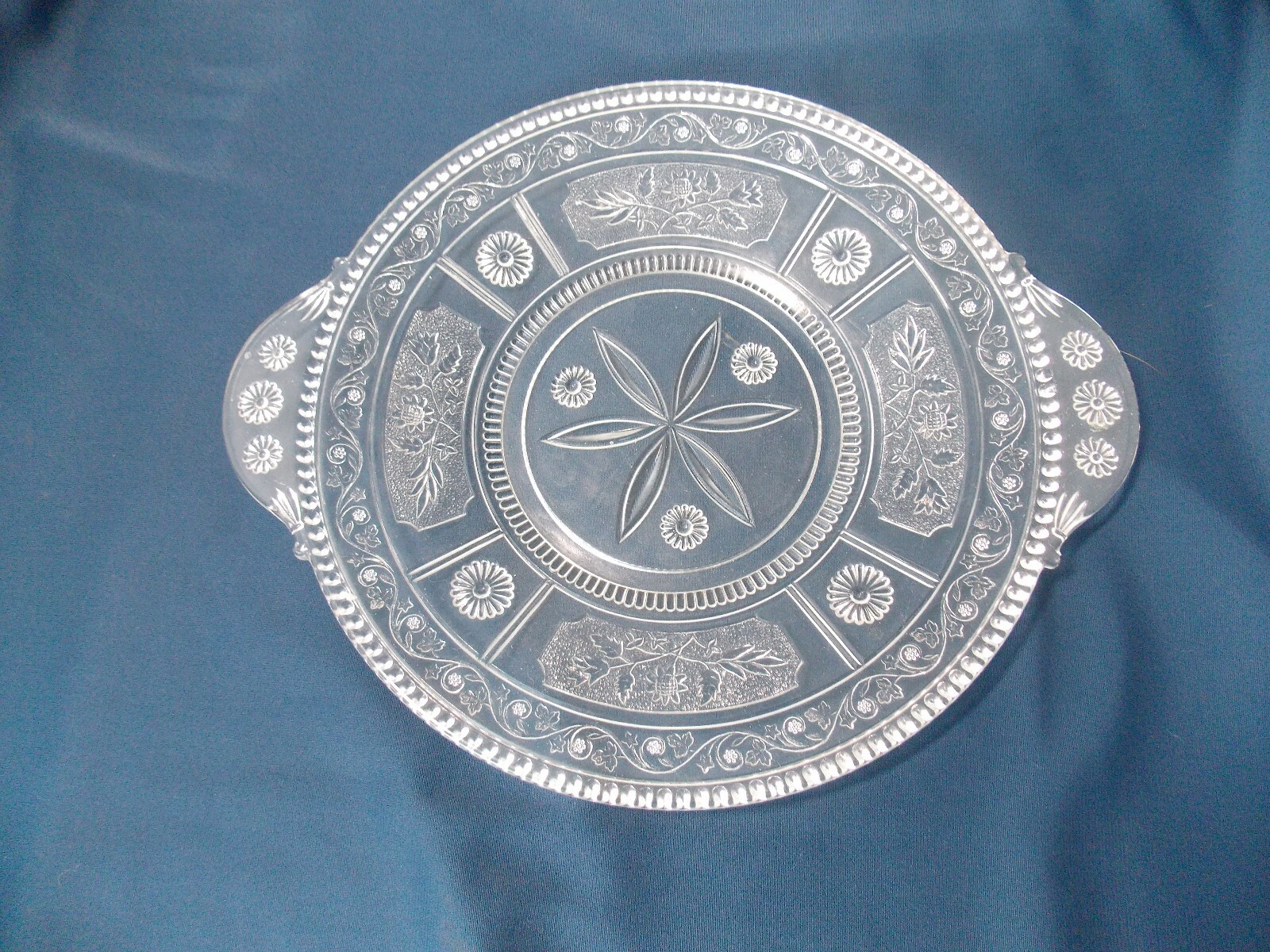 1882 EAPG Pattern Glass Serving Plate Bryce Crystal Wreath/Willow Oak