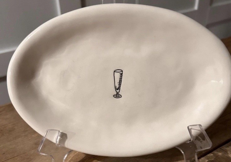 Vintage Rae Dunn Set of 6 Oval 7-3/4”Appetizer Plates w/ Cocktail Glasses RARE