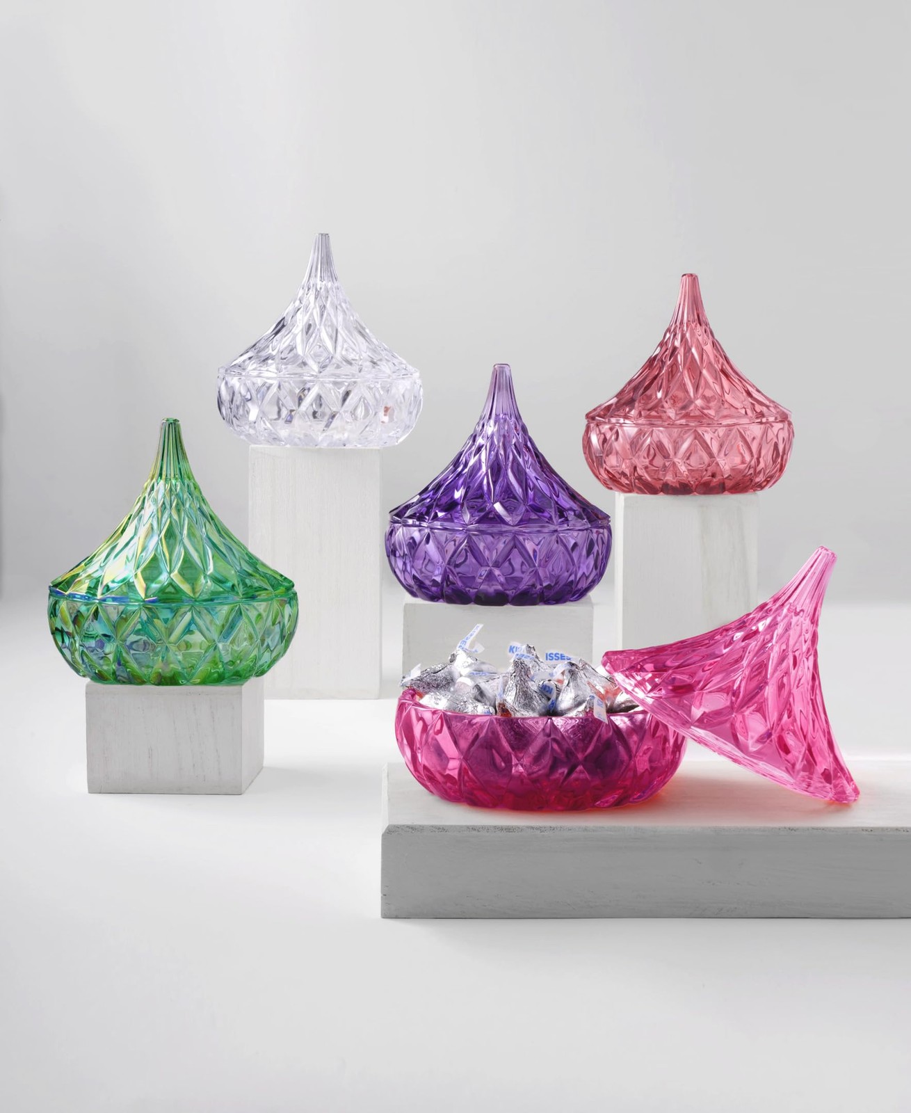Hershey’s Kiss Glass Covered Box Crystal Dishware Bowl Candy Storage Gift