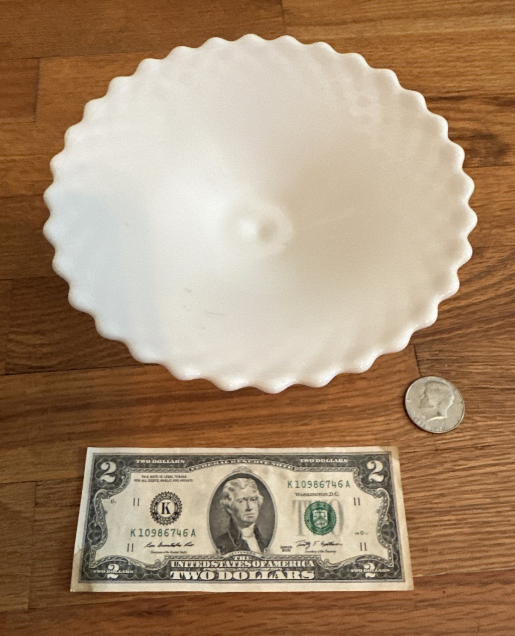 Vintage Westmoreland Glass Co Diamond Milk Glass Pedestal Compote Candy Dish