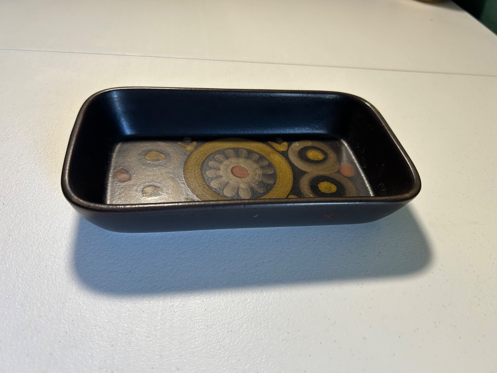 Vintage Denby Arabesque Hors d’Oeuvres 8.5″ Rectangle Stoneware Dish MCM 1960s