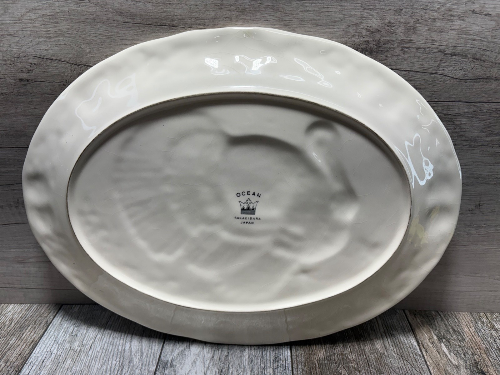 Vintage Sakakibara MCM Turkey Platter Oval Ceramic Embossed Hand Painted Japan
