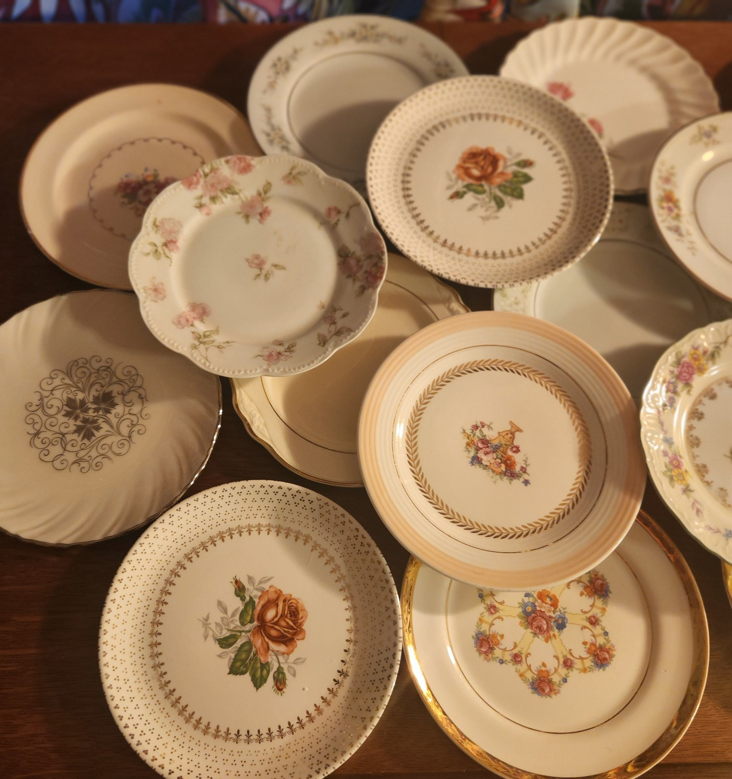 16 Vtg Mismatched China dessert Plates Plate Set Mixed Floral Wedding Shower L