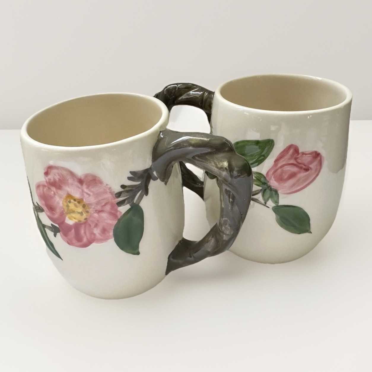 2 Franciscan Desert Rose Large Grand Mugs 4 1/2 Inches Tall Made In USA EUC VTG
