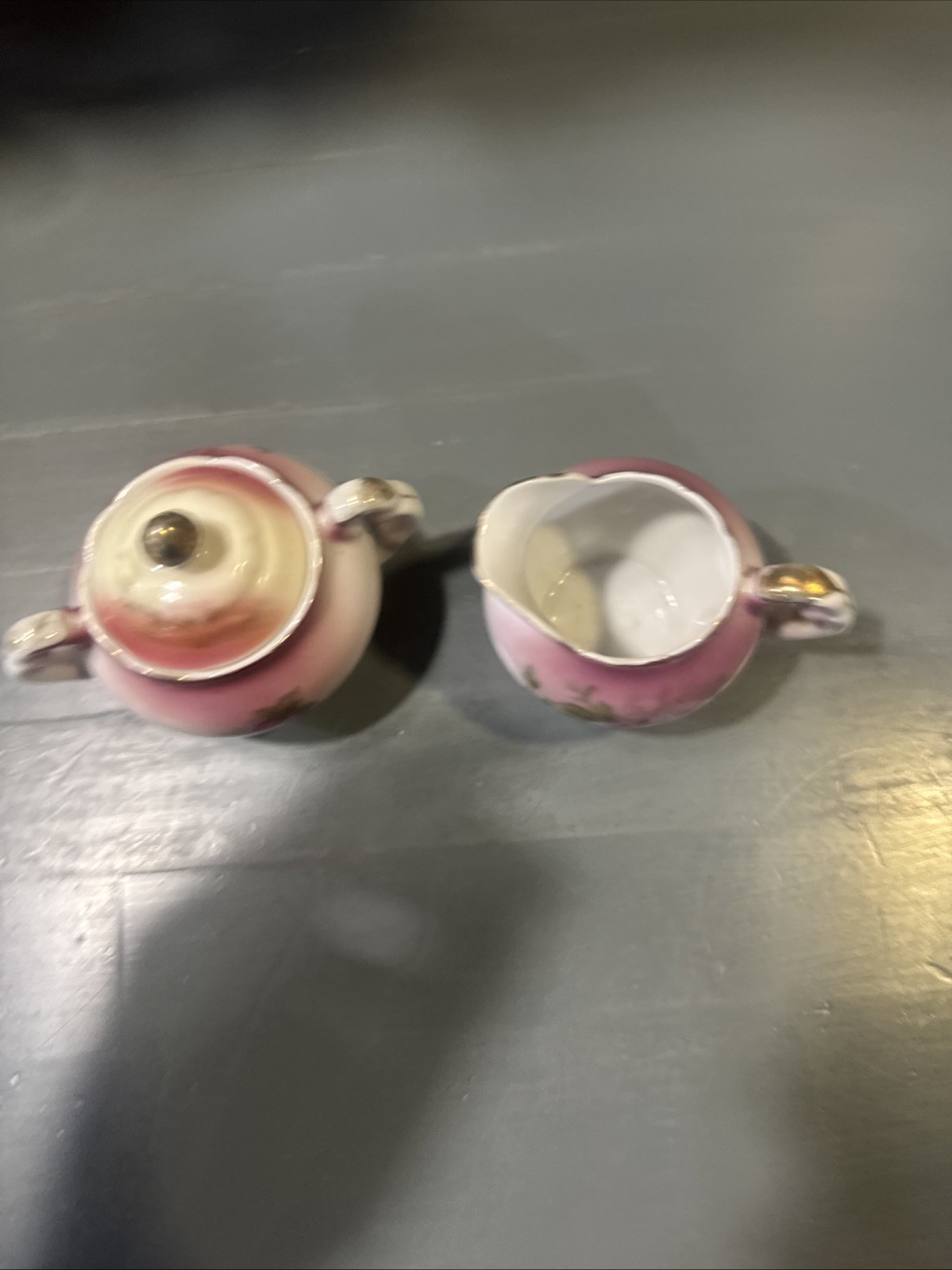 Vintage Lefton China Pink Roses Cream and Sugar