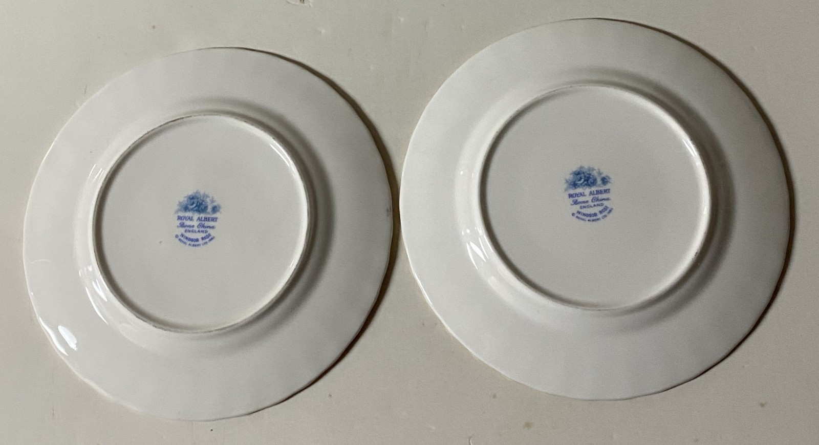 Two (2) Vintage Royal Albert Windsor Rose Blue Bread & Butter Plates