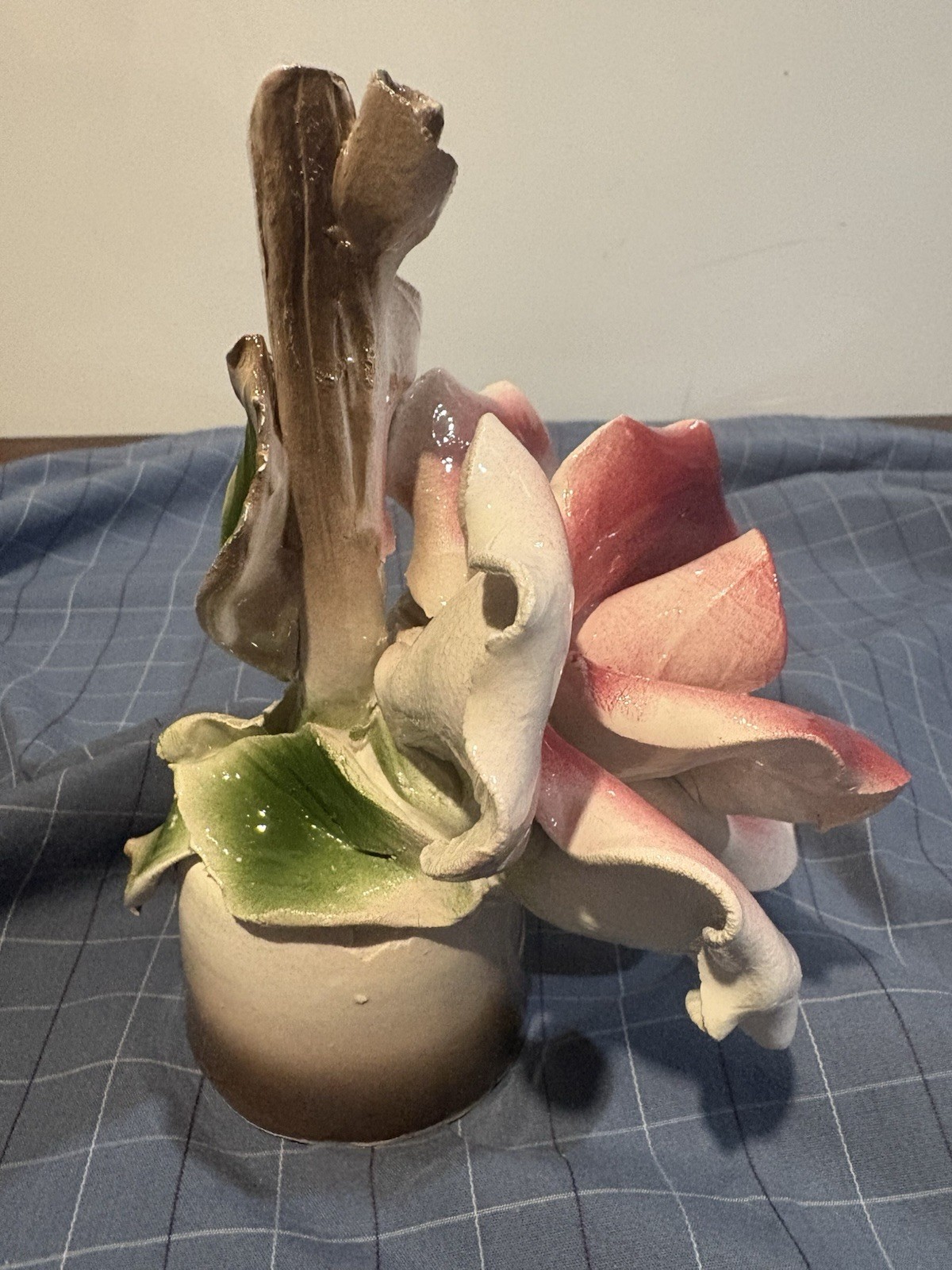 4 Vintage 1920’s Italian Capodimonte Flowers Roses Handmade In Italy