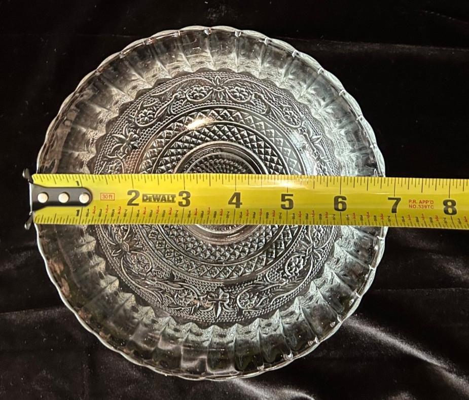 Set of 4 Vintage KIG Malaysia Fleur De Lis Round Glass Bowls 6 3/4″ Clear Glass