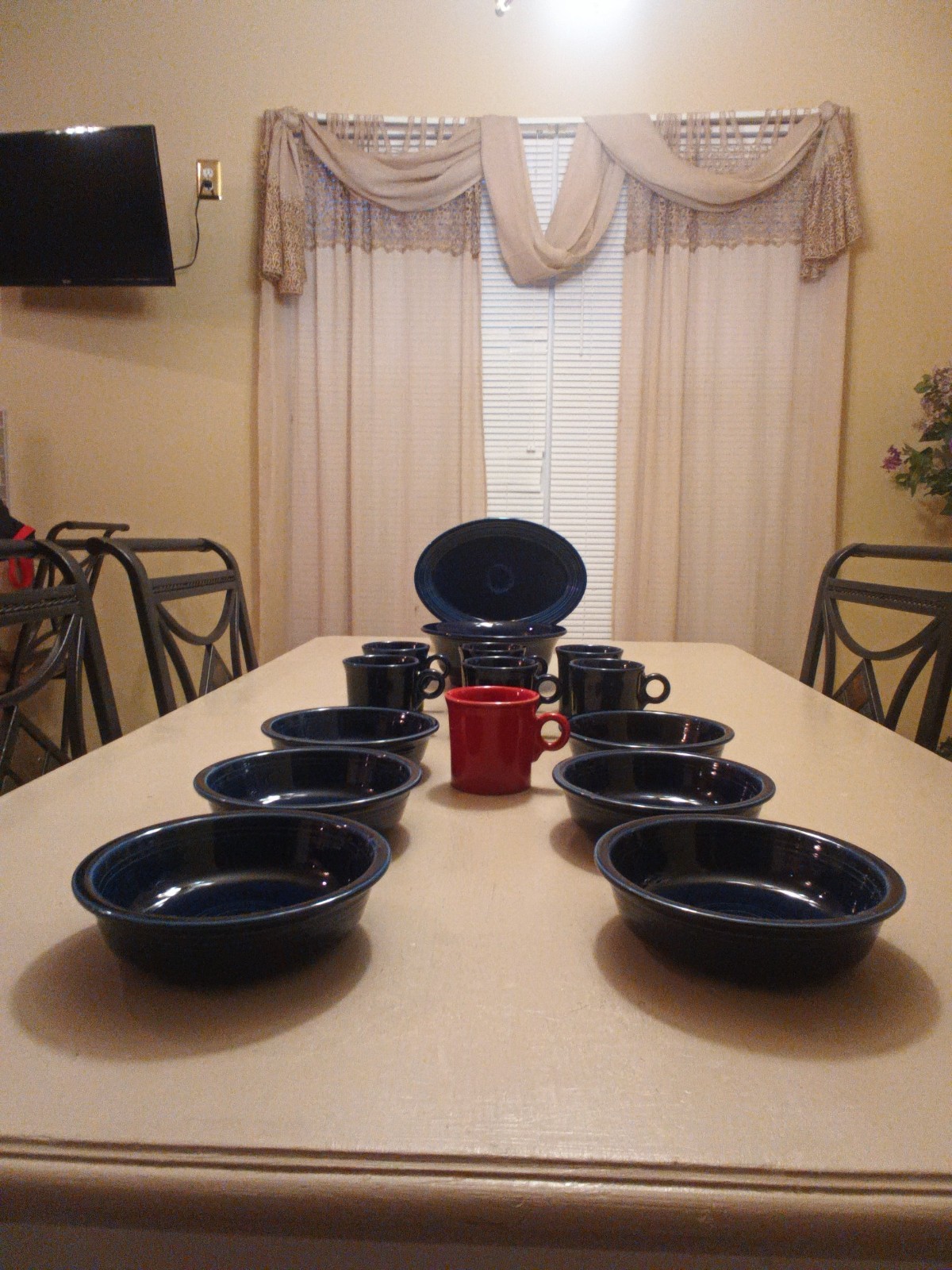 Fiesta Retired Cobalt Blue Lg Salad Bowl, Lg Platter,7 Cups, 6 Salad/Soup Bowls