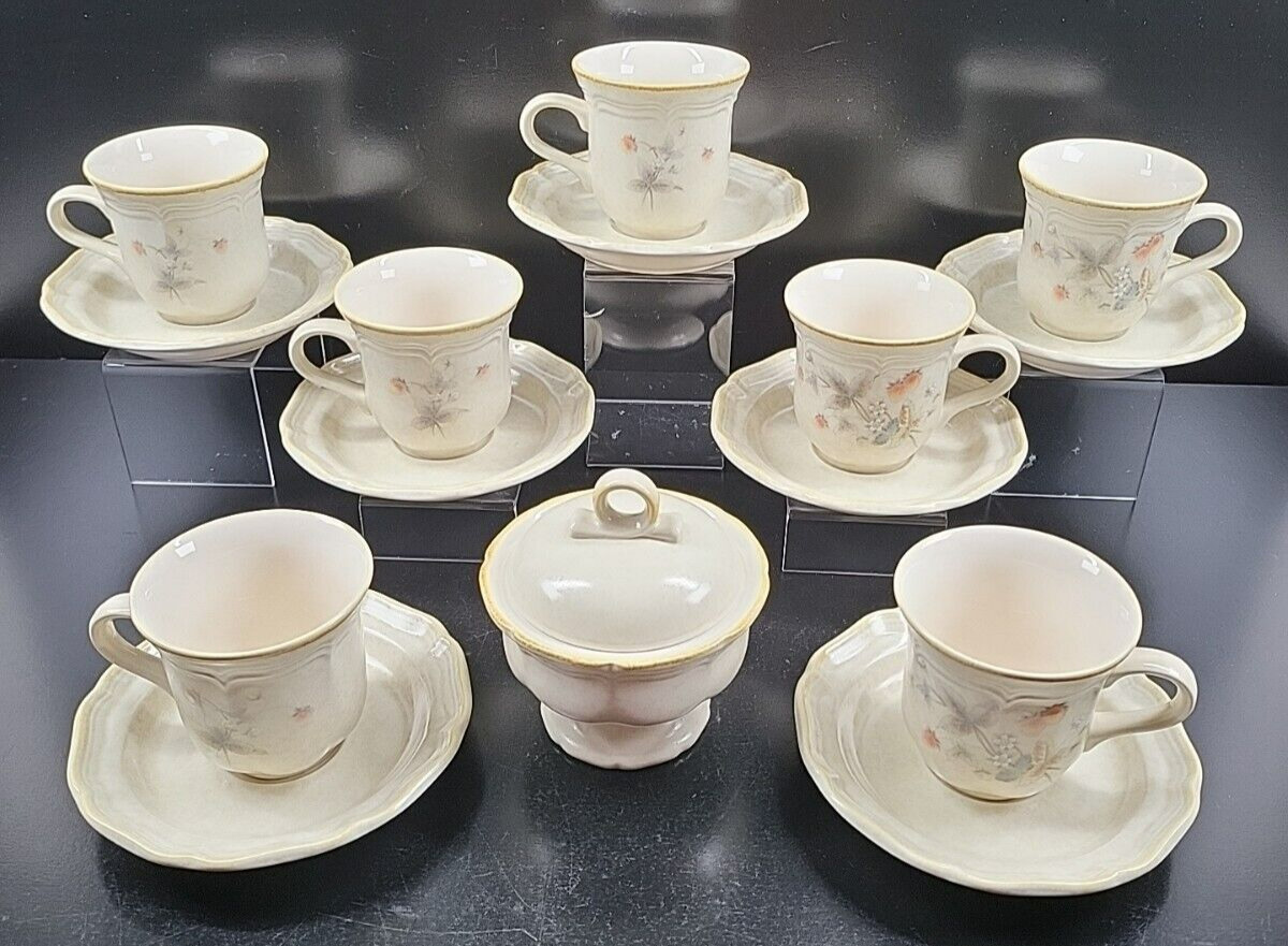 16 Pc Mikasa Berry Vale Cups Saucers Sugar Set Vintage Floral FG000/1 Japan Lot