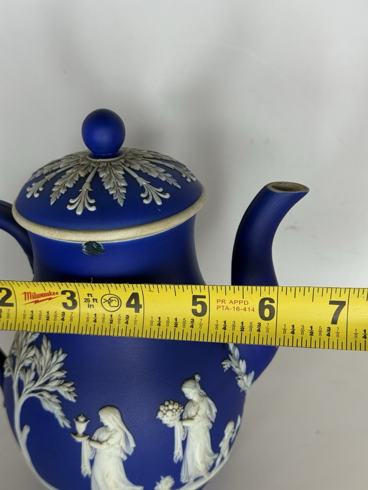 Antique 1880 Wedgwood Cobalt Blue Jasperware Neoclassical Nymphs Scene Tea Set