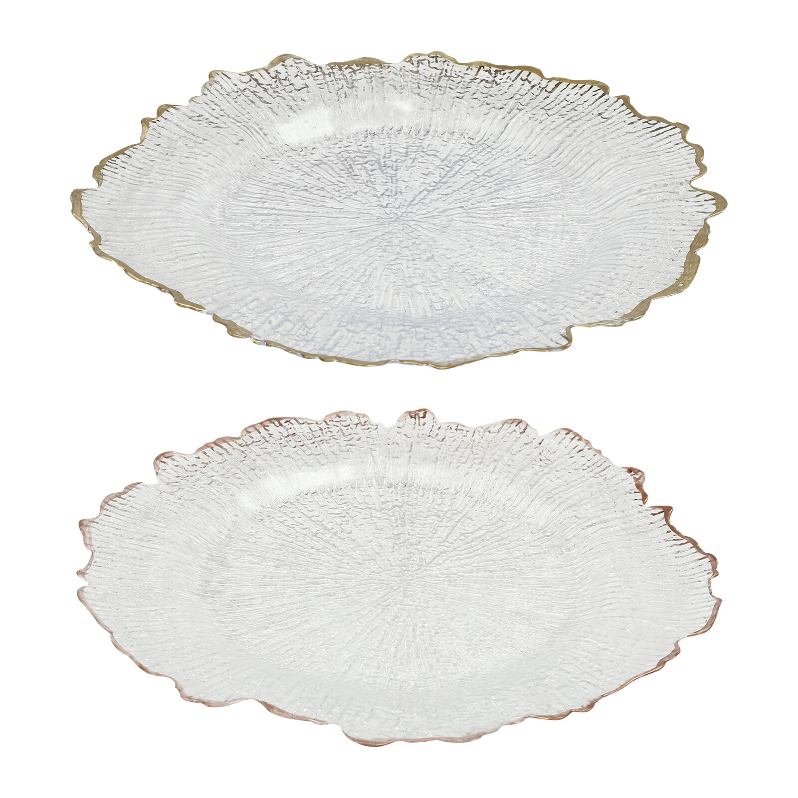 Gold Flower-like Rim Sturdy Round Charger Plates Wedding Party Dinner Supplies