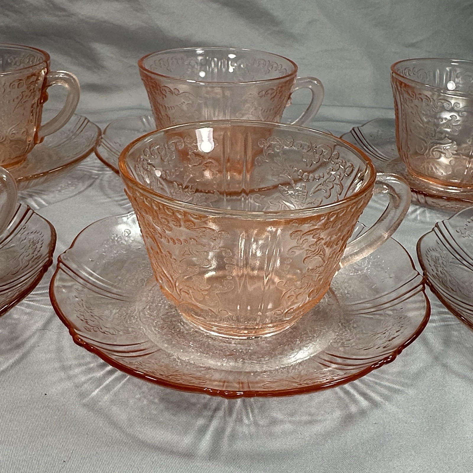 Vtg Macbeth Evans American Sweetheart Pink Depression Glass 2pc Cup Saucer Set