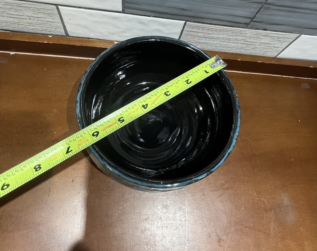 Studio Art Pottery Blue Torquoise Drip Glaze Bowl 6” Stoneware Decor Planter