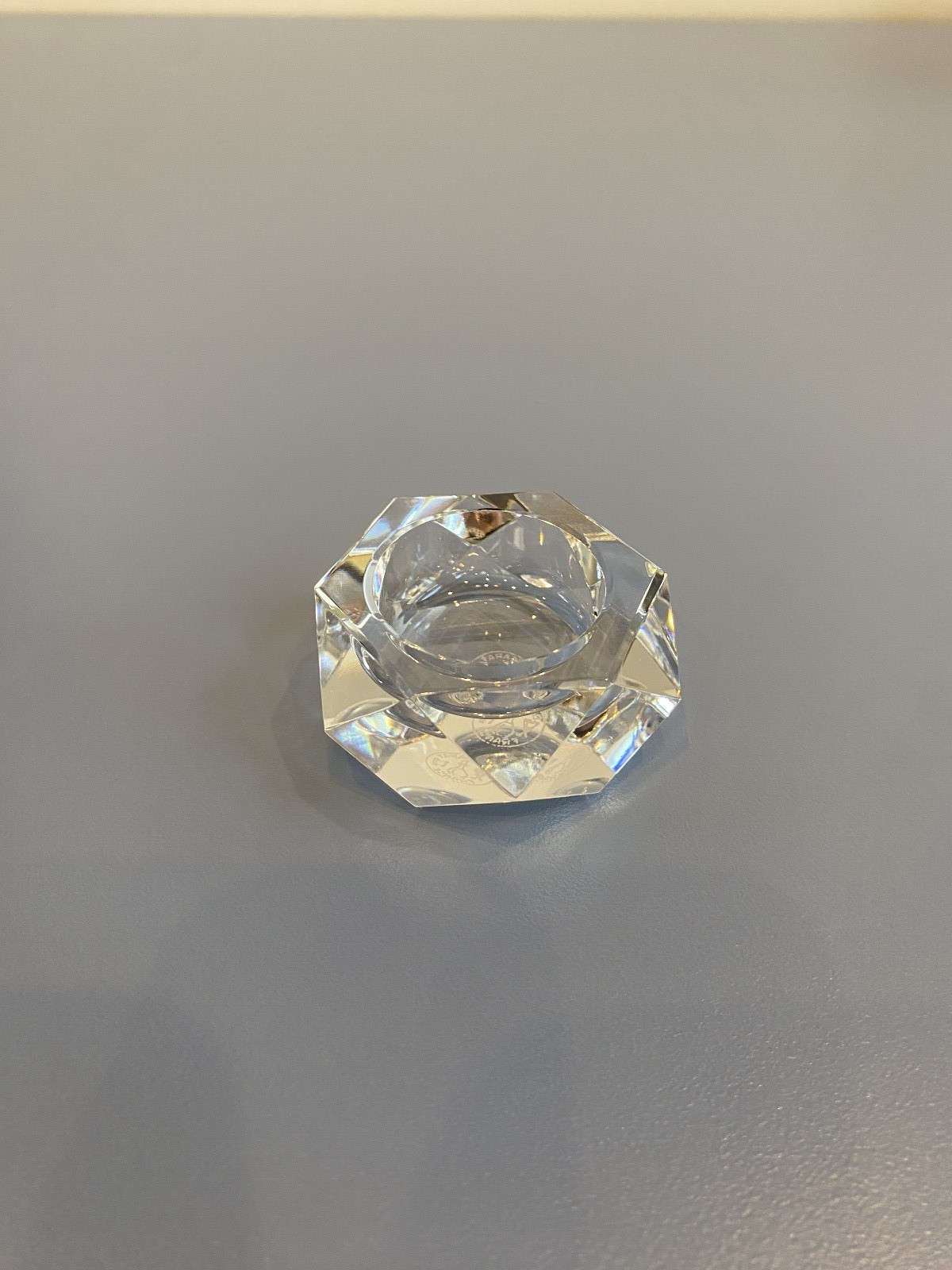 STUNNING VTG BACCARAT Crystal Multifaceted Hexagon Open Salt Cellar SIGNED 2.25″