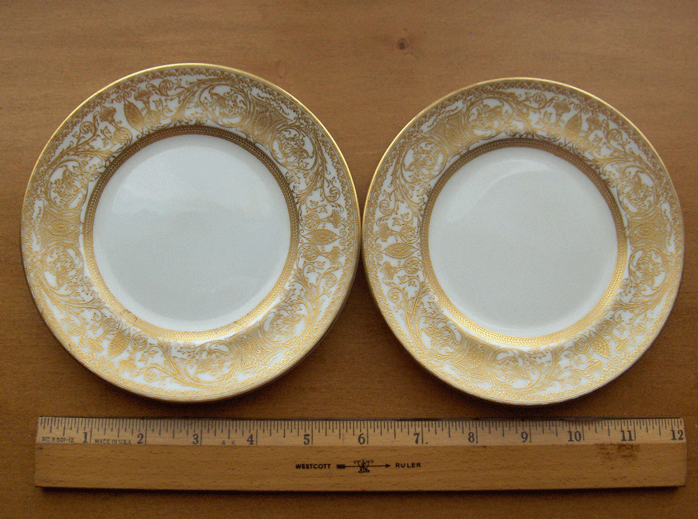 Royal Worcester Embassy white & gold 2 bread plates~England~Pristine-No Reserve