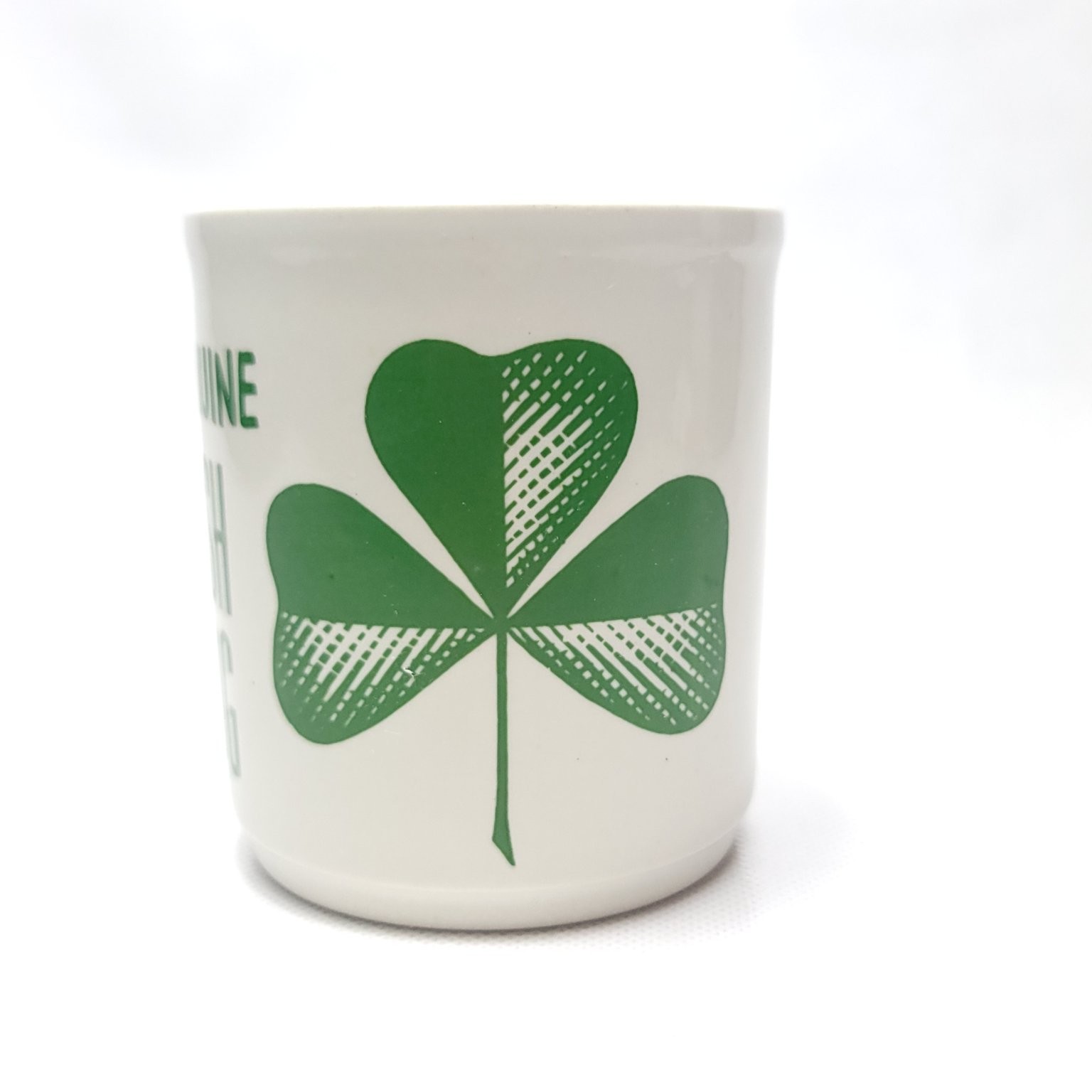 Vintage C&E England Mug Shamrock Clover Internal Handle Ceramic Irish Funny Gag