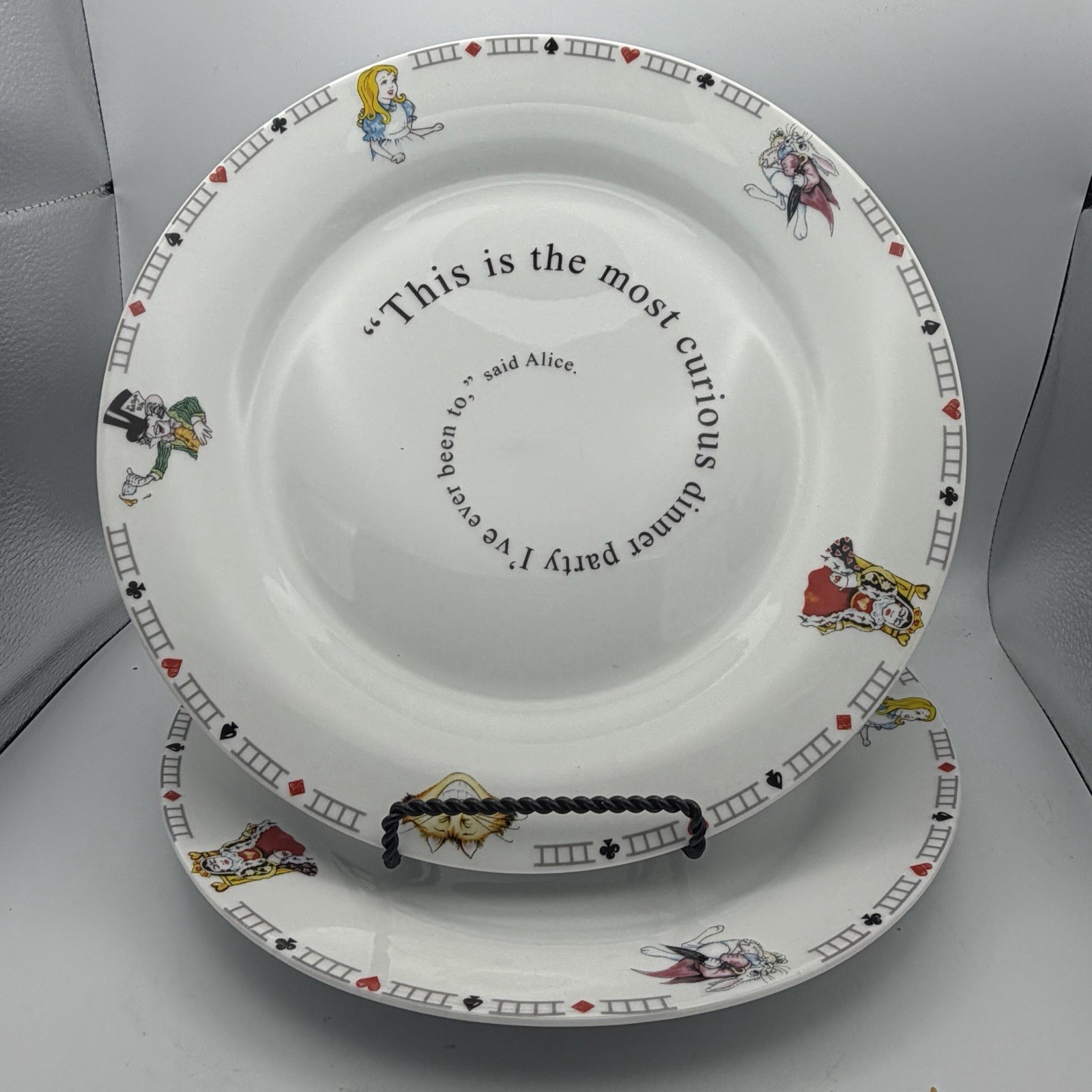 Paul Cardew Alice in Wonderland Cafe 2 Dinner 4 Salad Plate 2 Wide Rim Bowl 2010