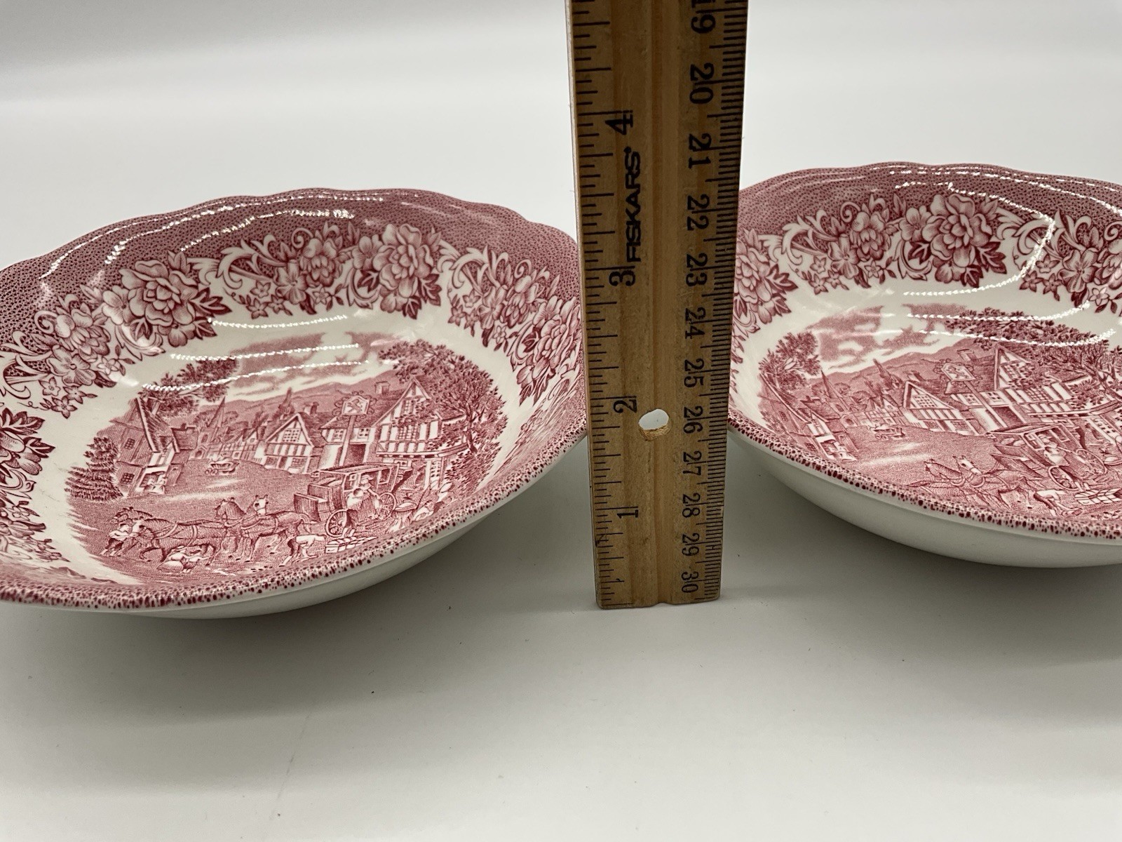 J & G Meakin Royal Staffordshire Stratford Stage 6.25″ Soup Bowls (2) VTG Pink