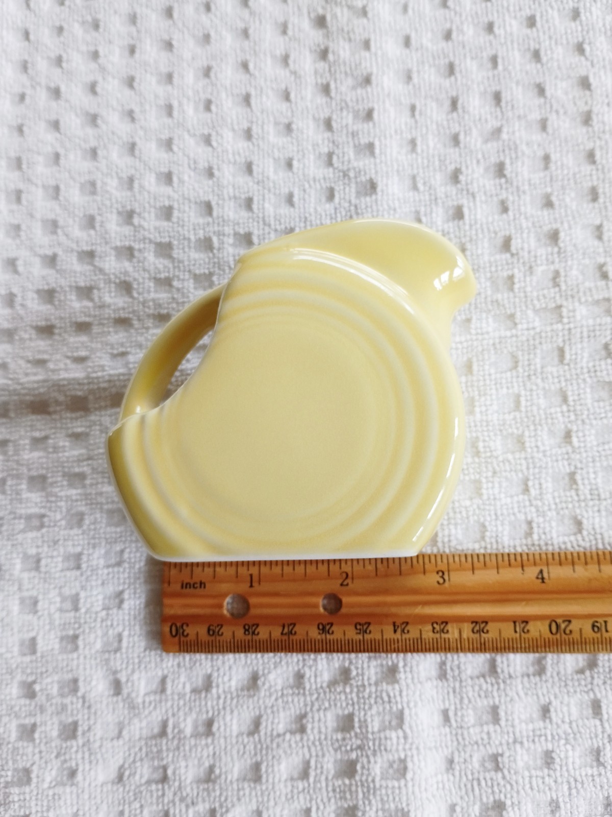 Vintage Small Fiesta Ware Light Yellow Disk Mini Pitcher Creamer 3”