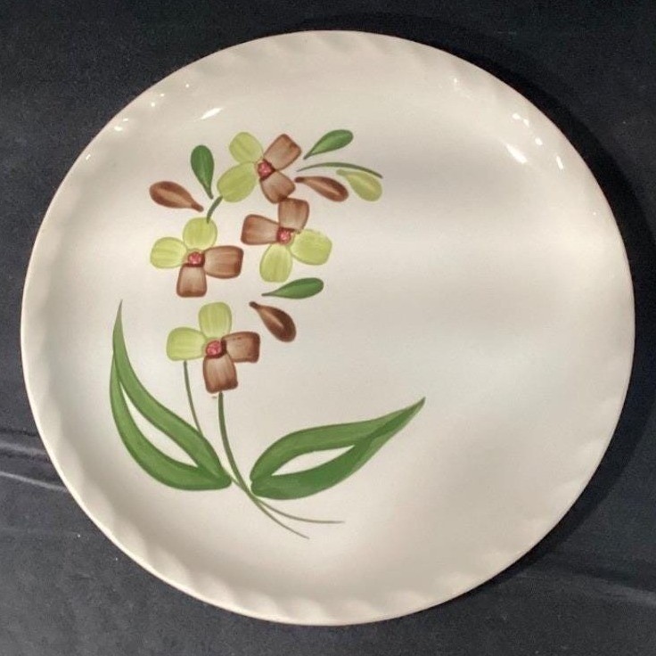 Blue Ridge Southern Pottery Dinner Plate, Vintage Hand-Painted Floral Dinnerware