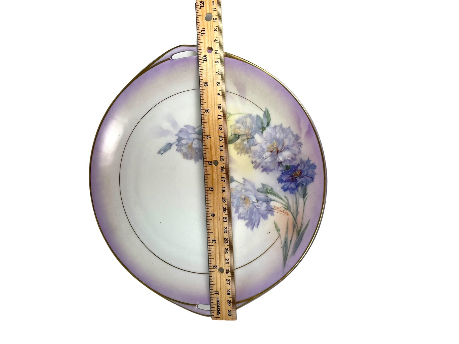 Royal Rudolstadt Prussia Hand Painted Light Purple 10.5” Cake Plate c1905-1920