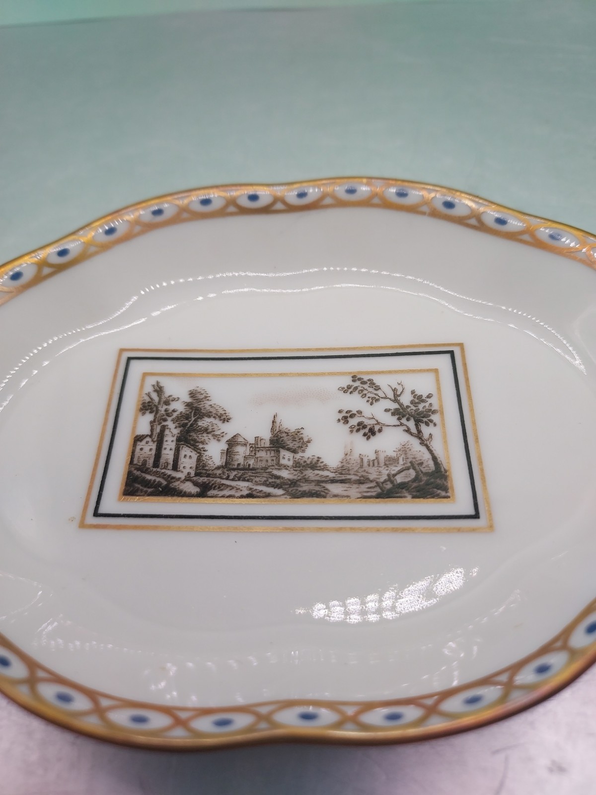 Richard Ginori Landscape Fiesole Impero Scalloped Trinket Pin Dish Italy 4.5″