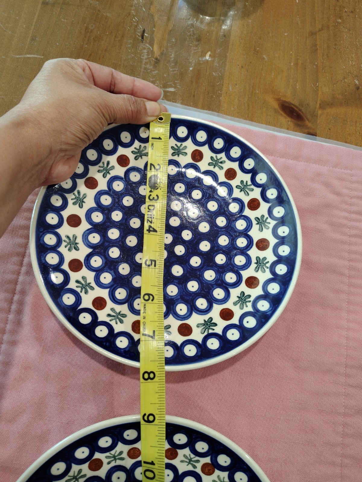 Manufatura Boleslawiec Polish Pottery Plate 7.25″ D Blue Red Green Salad/Dessert