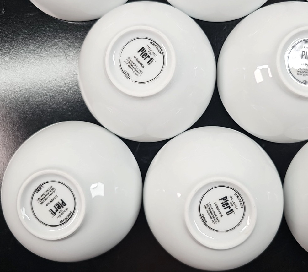 8) Pier 1 Luminous White Individual Dip Bowls Set Small Round Serving Dishes Lot